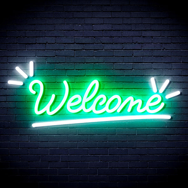 advpro-welcome-ultra-bright-led-neon-sign-fnu0419 - White & Green