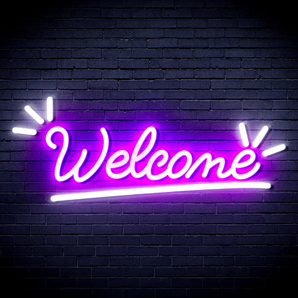 advpro-welcome-ultra-bright-led-neon-sign-fnu0419 - White & Purple