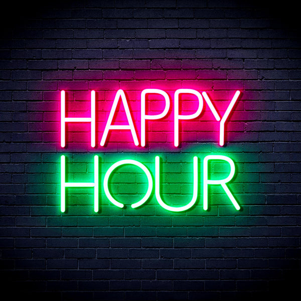 advpro-happy-hour-ultra-bright-led-neon-sign-fnu0420 - Green & Pink