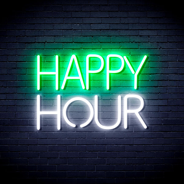 advpro-happy-hour-ultra-bright-led-neon-sign-fnu0420 - White & Green