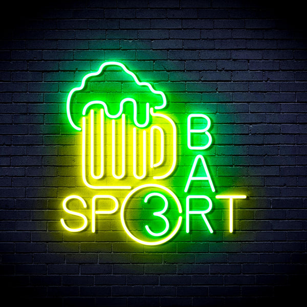 advpro-sport-bar-with-beer-mug-ultra-bright-led-neon-sign-fnu0422 - Green & Yellow