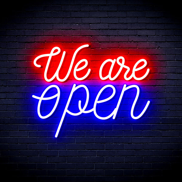 advpro-we-re-open-ultra-bright-led-neon-sign-fnu0424 - Red & Blue