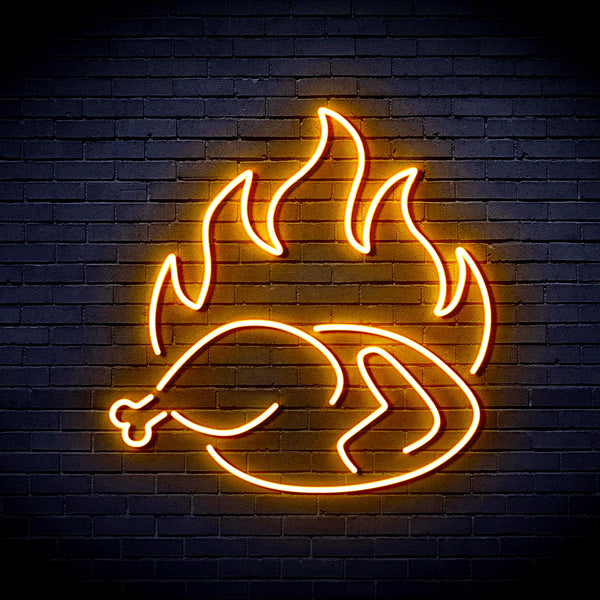 advpro-chicken-shop-restaurant-with-flame-ultra-bright-led-neon-sign-fnu0426 - Golden Yellow