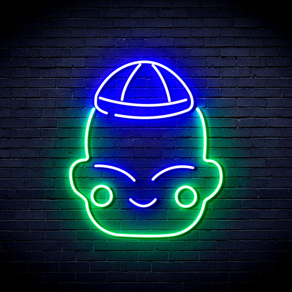 advpro-chinese-new-year-child-boy-ultra-bright-led-neon-sign-fnu0428 - Green & Blue