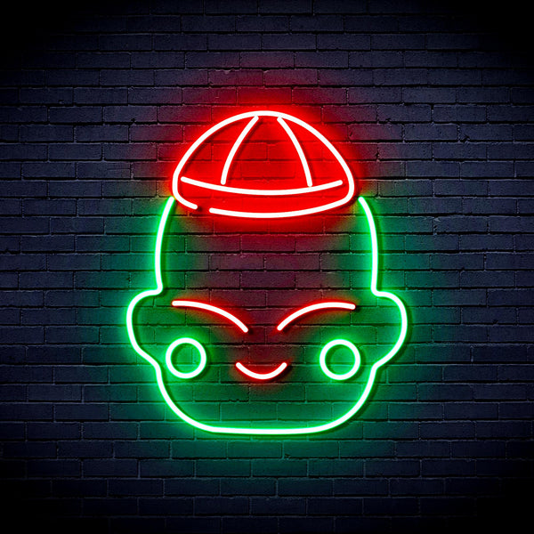 advpro-chinese-new-year-child-boy-ultra-bright-led-neon-sign-fnu0428 - Green & Red