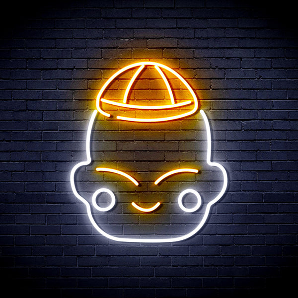 advpro-chinese-new-year-child-boy-ultra-bright-led-neon-sign-fnu0428 - White & Golden Yellow