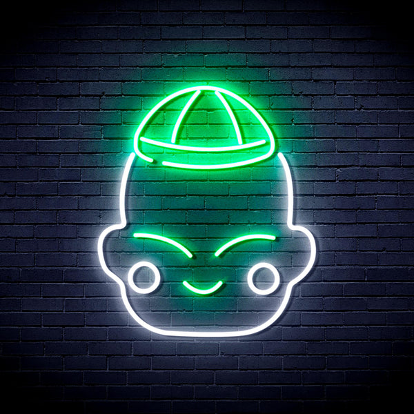advpro-chinese-new-year-child-boy-ultra-bright-led-neon-sign-fnu0428 - White & Green