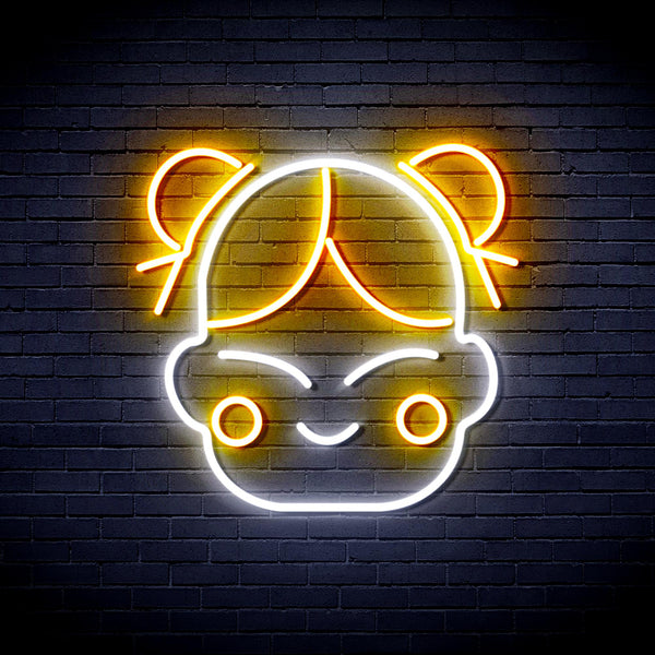 advpro-chinese-new-year-child-girl-ultra-bright-led-neon-sign-fnu0429 - White & Golden Yellow