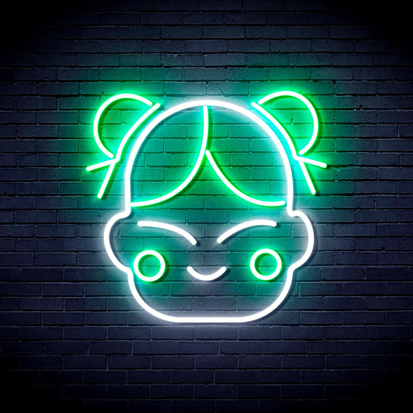advpro-chinese-new-year-child-girl-ultra-bright-led-neon-sign-fnu0429 - White & Green