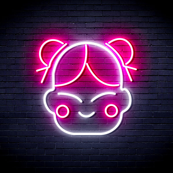 advpro-chinese-new-year-child-girl-ultra-bright-led-neon-sign-fnu0429 - White & Pink