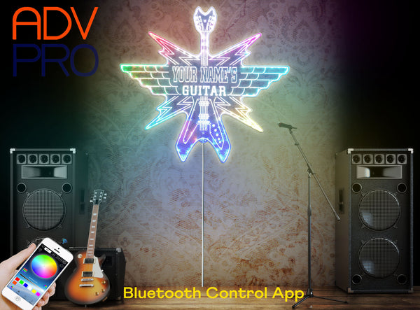 ADVPRO Personalized Guitar Rock Brick Wall RGB Dynamic Glam LED Sign st06-fnd-p0064-tm