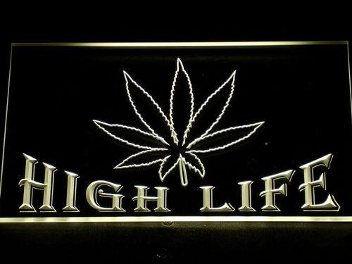 ADVPRO Marijuana Hemp Leaf High Life Bar Bar Beer LED Neon Sign st4-403 - Yellow
