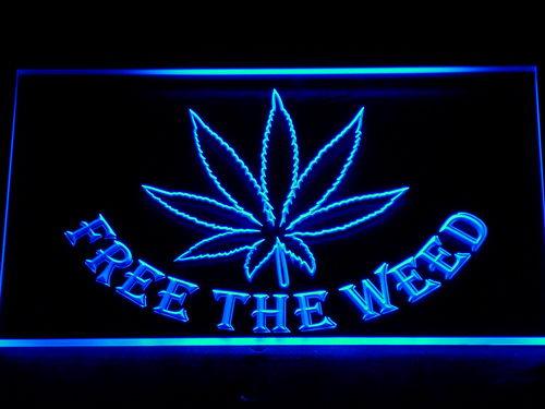 ADVPRO Free The Weed Marijuana High Life Bar Beer LED Neon Sign st4-404 - Blue