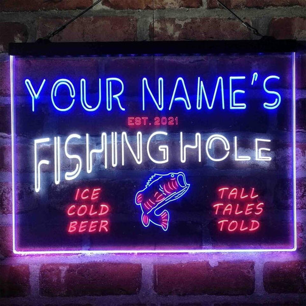 ADVPRO Personalized Fishing Hole Sports Tri-color LED neon sign