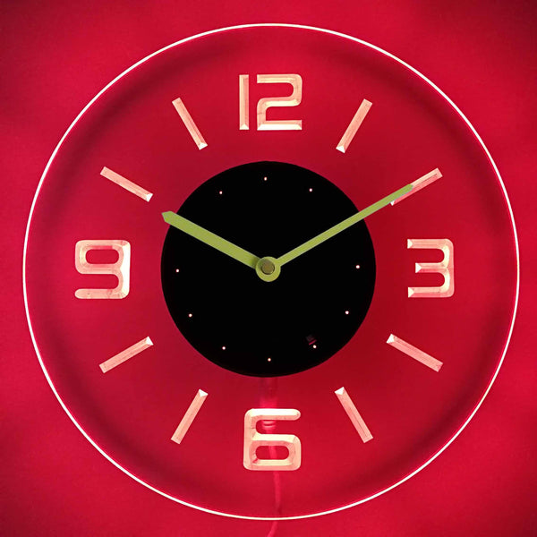 ADVPRO Round Numerals Illuminated Edge Lit Bar Beer Neon Sign Wall Clock with LED Night Light cnc2001 - Red