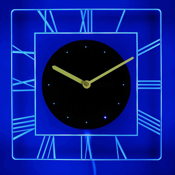 ADVPRO Square Roman Index Illuminated Edge Lit Bar Beer Neon Sign Wall Clock with LED Night Light cnc2002 - Blue