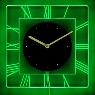 ADVPRO Square Roman Index Illuminated Edge Lit Bar Beer Neon Sign Wall Clock with LED Night Light cnc2002 - Green