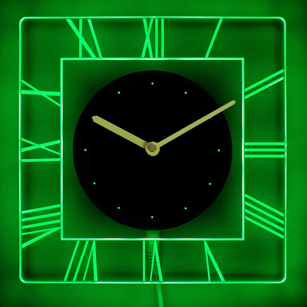 ADVPRO Square Roman Index Illuminated Edge Lit Bar Beer Neon Sign Wall Clock with LED Night Light cnc2002 - Green