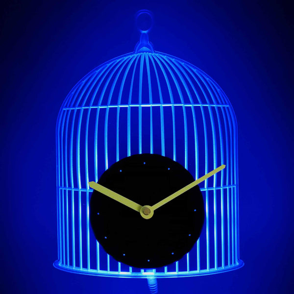 ADVPRO Bird Cage Decoration Illuminated Edge Lit Bar Beer Neon Sign Wall Clock with LED Night Light cnc2010 - Blue