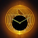 ADVPRO Bird Cage Round with Bird Illuminated Edge Lit Bar Beer Neon Sign Wall Clock with LED Night Light cnc2011 - Yellow