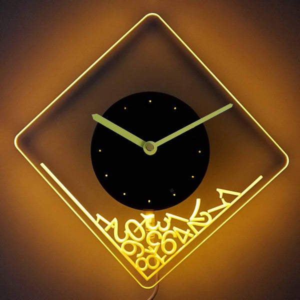 ADVPRO Dropped Numerals Illuminated Edge Lit Bar Beer Neon Sign Wall Clock with LED Night Light cnc2014 - Yellow