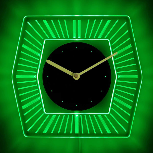 ADVPRO Hexagon Shaped Illuminated Edge Lit Bar Beer Neon Sign Wall Clock with LED Night Light cnc2015 - Green