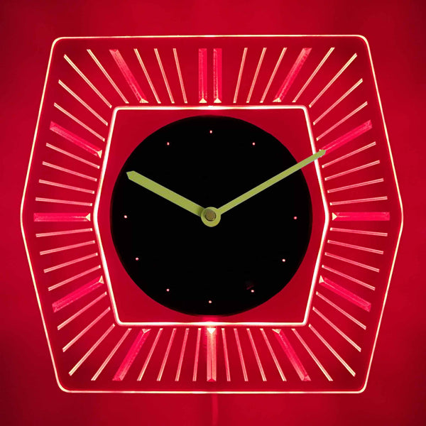 ADVPRO Hexagon Shaped Illuminated Edge Lit Bar Beer Neon Sign Wall Clock with LED Night Light cnc2015 - Red