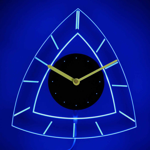 ADVPRO Triangle Shaped Illuminated Edge Lit Bar Beer Neon Sign Wall Clock with LED Night Light cnc2016 - Blue