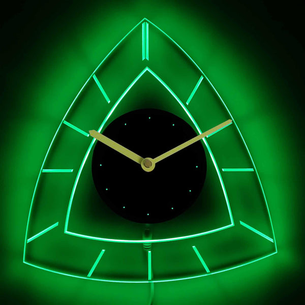 ADVPRO Triangle Shaped Illuminated Edge Lit Bar Beer Neon Sign Wall Clock with LED Night Light cnc2016 - Green