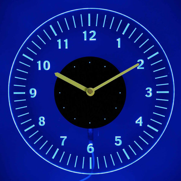 ADVPRO Classy Numerals Illuminated Edge Lit Bar Beer Neon Sign Wall Clock with LED Night Light cnc2019 - Blue