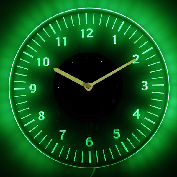 ADVPRO Classy Numerals Illuminated Edge Lit Bar Beer Neon Sign Wall Clock with LED Night Light cnc2019 - Green