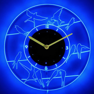 ADVPRO Birds Fly Illuminated Edge Lit Bar Beer Neon Sign Wall Clock with LED Night Light cnc2021 - Blue