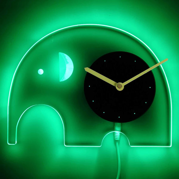 ADVPRO Elephant Nursery Boy Room Illuminated Edge Lit Bar Beer Neon Sign Wall Clock with LED Night Light cnc2024 - Green