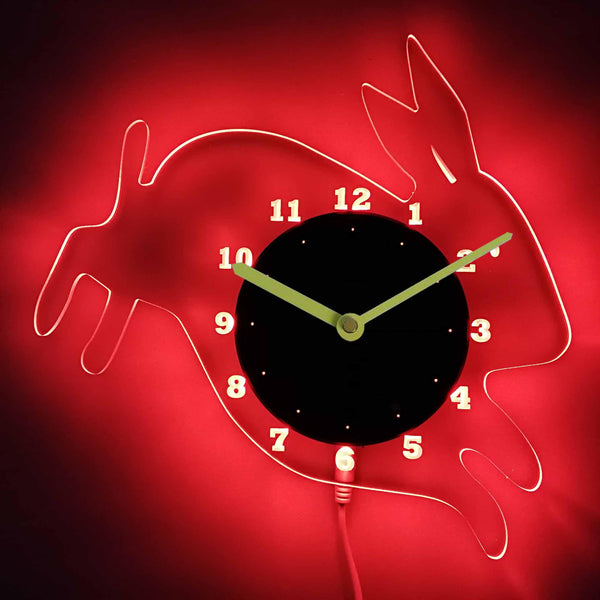 ADVPRO Rabbit Nursery Kids Illuminated Edge Lit Bar Beer Neon Sign Wall Clock with LED Night Light cnc2029 - Red