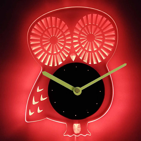 ADVPRO Owl with Heart Girl Illuminated Edge Lit Bar Beer Neon Sign Wall Clock with LED Night Light cnc2030 - Red