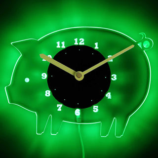 ADVPRO Pig Nursery Boy Illuminated Edge Lit Bar Beer Neon Sign Wall Clock with LED Night Light cnc2031 - Green