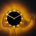 ADVPRO Whale Nursery Boy Illuminated Edge Lit Bar Beer Neon Sign Wall Clock with LED Night Light cnc2034 - Yellow