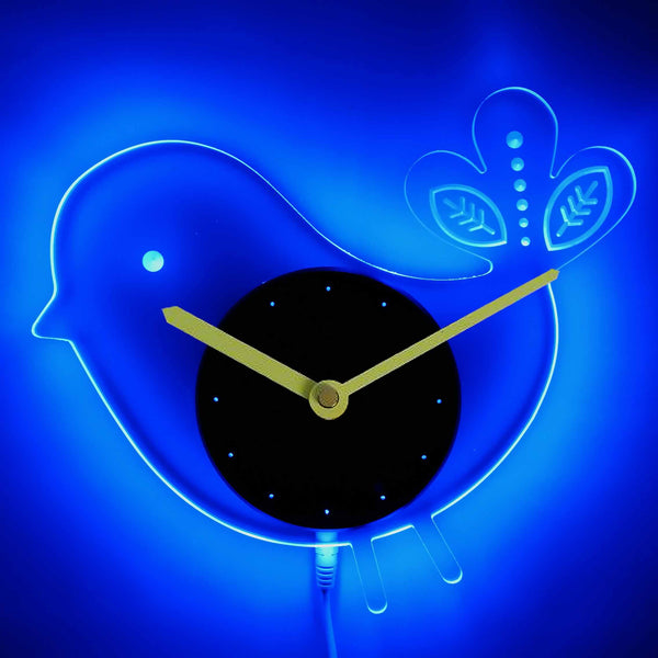 ADVPRO Bird Nursery Kids Illuminated Edge Lit Bar Beer Neon Sign Wall Clock with LED Night Light cnc2036 - Blue