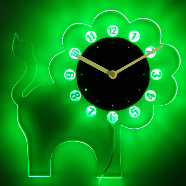 ADVPRO Lion Nursery Boy Illuminated Edge Lit Bar Beer Neon Sign Wall Clock with LED Night Light cnc2038 - Green