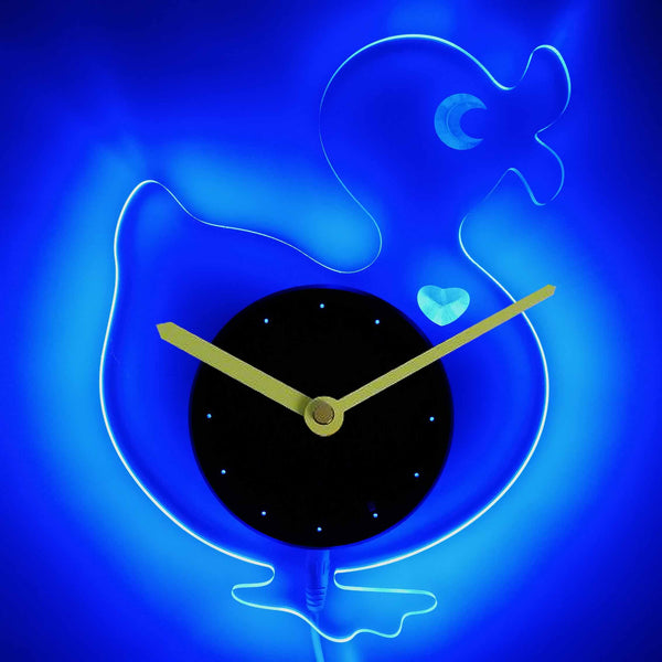 ADVPRO Toy Duck Nursery Kids Illuminated Edge Lit Bar Beer Neon Sign Wall Clock with LED Night Light cnc2039 - Blue