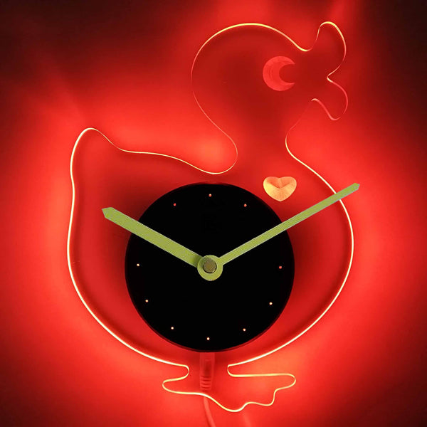 ADVPRO Toy Duck Nursery Kids Illuminated Edge Lit Bar Beer Neon Sign Wall Clock with LED Night Light cnc2039 - Red