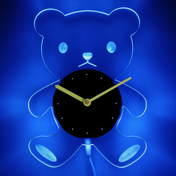 ADVPRO Bear Nursery Girl Illuminated Edge Lit Bar Beer Neon Sign Wall Clock with LED Night Light cnc2041 - Blue
