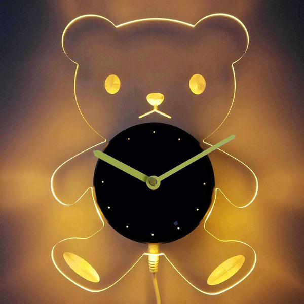 ADVPRO Bear Nursery Girl Illuminated Edge Lit Bar Beer Neon Sign Wall Clock with LED Night Light cnc2041 - Yellow