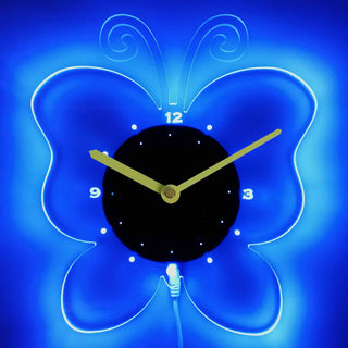 ADVPRO Butterfly Nursery Girl Illuminated Edge Lit Bar Beer Neon Sign Wall Clock with LED Night Light cnc2042 - Blue