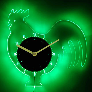 ADVPRO Chicken Hen Nursery Kids Illuminated Edge Lit Bar Beer Neon Sign Wall Clock with LED Night Light cnc2047 - Green
