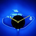 ADVPRO Boat Ship Nursery Boy Illuminated Edge Lit Bar Beer Neon Sign Wall Clock with LED Night Light cnc2052 - Blue