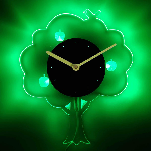 ADVPRO Apple Tree Nursery Illuminated Edge Lit Bar Beer Neon Sign Wall Clock with LED Night Light cnc2053 - Green