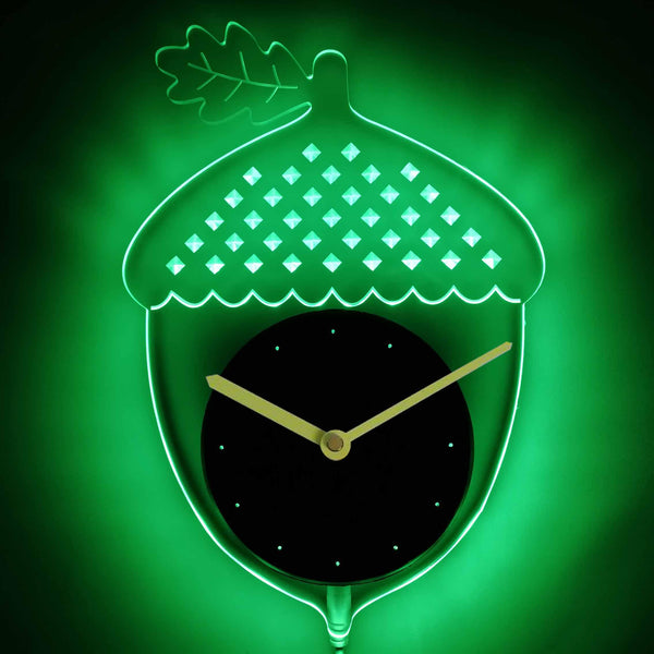 ADVPRO Acorn Nursery Kids Illuminated Edge Lit Bar Beer Neon Sign Wall Clock with LED Night Light cnc2054 - Green