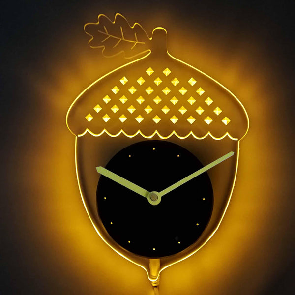 ADVPRO Acorn Nursery Kids Illuminated Edge Lit Bar Beer Neon Sign Wall Clock with LED Night Light cnc2054 - Yellow