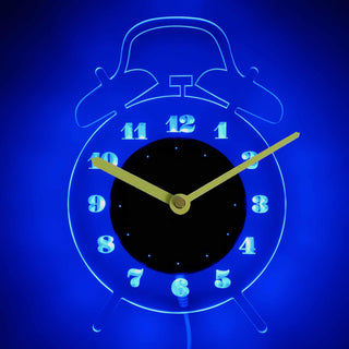 ADVPRO Alarm Clock Shape Illuminated Edge Lit Bar Beer Neon Sign Wall Clock with LED Night Light cnc2055 - Blue